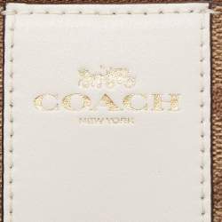 Pre Owned Coach Beige Signature Canvas and Leather Corner Zip Wristlet