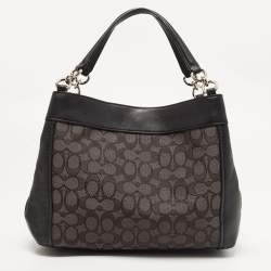 Pre Owned Coach Black Signature Canvas and Leather Small Lexy Shoulder Bag