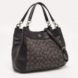 Pre Owned Coach Black Signature Canvas and Leather Small Lexy Shoulder Bag