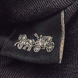 Pre Owned Coach Black Signature Glitter Embossed Leather Boxed Wristlet Clutch