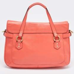 Pre Owned Coach Orange Leather Eva Flap Satchel
