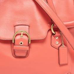 Pre Owned Coach Orange Leather Eva Flap Satchel
