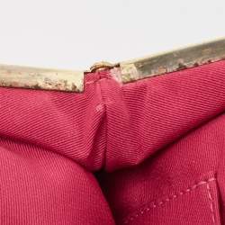 Pre Owned Coach Gold Leopard Print Satin Ocelot Kisslock Wristlet Clutch