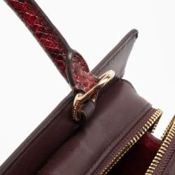 Pre Owned Coach Burgundy/Beige Signature Coated and Leather Zoe Carryall Tote
