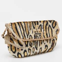 Coach Multicolor Zebra Effect Sequin Wristlet Pouch