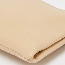 Pre Owned Coach Tan Leather Zip Strap Clutch