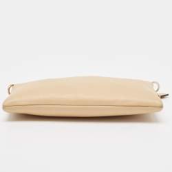 Pre Owned Coach Tan Leather Zip Strap Clutch