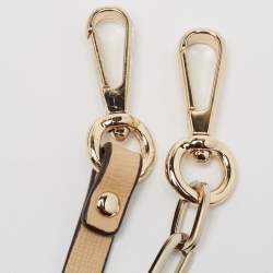 Pre Owned Coach Tan Leather Zip Strap Clutch