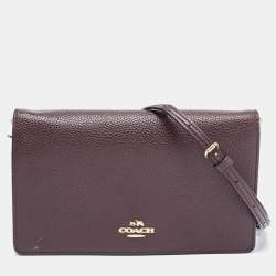 Purchases Coach C4815 Leather Hayden Foldover Crossbody Clutch Handbag Violet Orchid