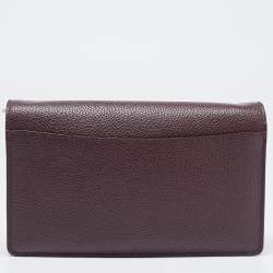 Coach Dark Brown Pebbled Leather Hayden Foldover Clutch Bag