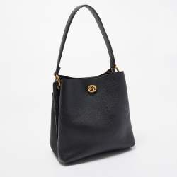 Pre Owned Coach Black Leather Charlie Bucket Bag