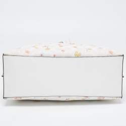 Pre Owned Coach White Signature Coated Canvas and Leather Floral Print City Tote