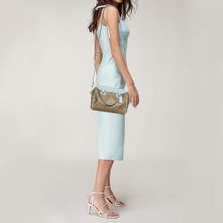 Pre Owned Coach Brown/Blue Signature Coated Canvas and Leather Mini Bennett Satchel