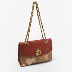 Pre Owned Coach Brown/Beige Signature Coated Canvas and Leather Parker Shoulder Bag