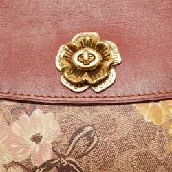 Pre Owned Coach Brown/Beige Signature Coated Canvas and Leather Parker Shoulder Bag