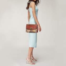 Pre Owned Coach Brown/Beige Signature Coated Canvas and Leather Parker Shoulder Bag