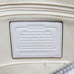 Pre Owned Coach Yellow/White Striped Coated Canvas and Leather Satchel