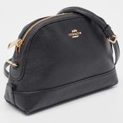 Pre Owned Coach Black Leather Dome Crossbody Bag