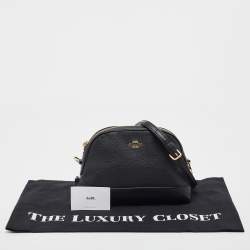 Pre Owned Coach Black Leather Dome Crossbody Bag