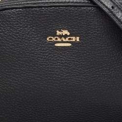 Pre Owned Coach Black Leather Dome Crossbody Bag