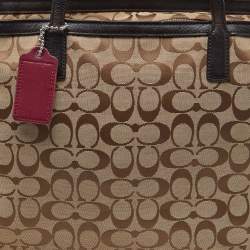 Coach Beige/Brown Signature Canvas and Leather Shopper Tote