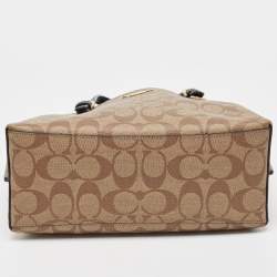 Coach Beige/Black Signature Coated Canvas and Leather Mollie Tote