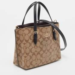 Coach Beige/Black Signature Coated Canvas and Leather Mollie Tote