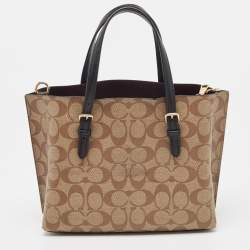 Coach Beige/Black Signature Coated Canvas and Leather Mollie Tote