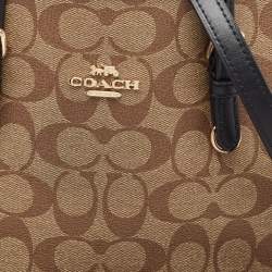 Coach Beige/Black Signature Coated Canvas and Leather Mollie Tote