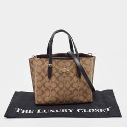 Coach Beige/Black Signature Coated Canvas and Leather Mollie Tote