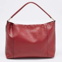 Pre Owned Coach Red Leather Marlon Hobo