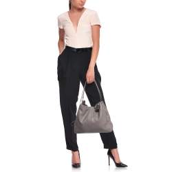 Pre Owned Coach Grey Leather Edie Shoulder Bag