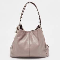 Pre Owned Coach Grey Leather Edie Shoulder Bag