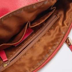 Pre Owned Coach Red Pebbled Leather Prairie Satchel