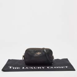 Pre Owned Coach Black Leather Isla Double Zip Camera Crossbody Bag