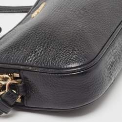 Pre Owned Coach Black Leather Isla Double Zip Camera Crossbody Bag