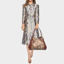 Pre Owned Coach Beige/Brown Signature Prairie Floral Canvas and Leather Edie 31 Satchel