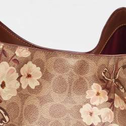 Pre Owned Coach Beige/Brown Signature Prairie Floral Canvas and Leather Edie 31 Satchel