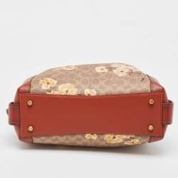 Pre Owned Coach Beige/Brown Signature Prairie Floral Canvas and Leather Edie 31 Satchel