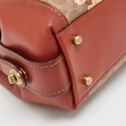 Pre Owned Coach Beige/Brown Signature Prairie Floral Canvas and Leather Edie 31 Satchel