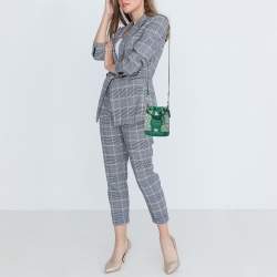 Coach Green Signature Canvas and Leather Mini Dempsey Bucket Bag 