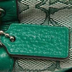 Coach Green Signature Canvas and Leather Mini Dempsey Bucket Bag 