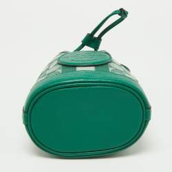 Coach Green Signature Canvas and Leather Mini Dempsey Bucket Bag 
