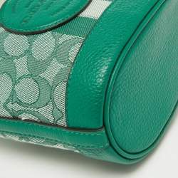 Coach Green Signature Canvas and Leather Mini Dempsey Bucket Bag 