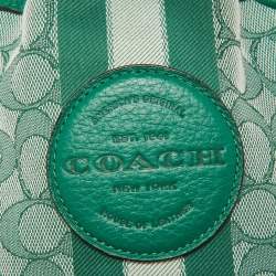 Coach Green Signature Canvas and Leather Mini Dempsey Bucket Bag 