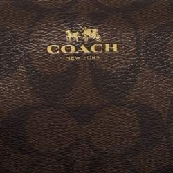 Coach Brown Signature Coated Canvas Zip Wristlet Wallet