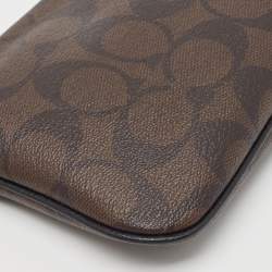 Coach Brown Signature Coated Canvas Zip Wristlet Wallet