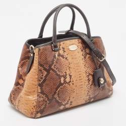 Coach Black/Brown Python Embossed and Leather Margo Carryall Satchel