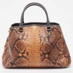 Coach Black/Brown Python Embossed and Leather Margo Carryall Satchel