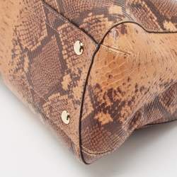 Coach Black/Brown Python Embossed and Leather Margo Carryall Satchel
